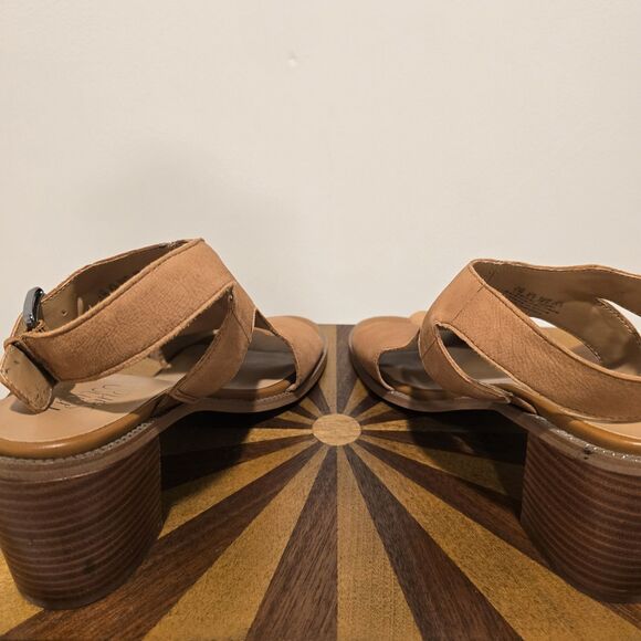 FRANCO SARTO BROWN LEATHER COMFORT SANDALS SIZE 8.5 M Womens Block Heel Boho - Picture 10 of 13